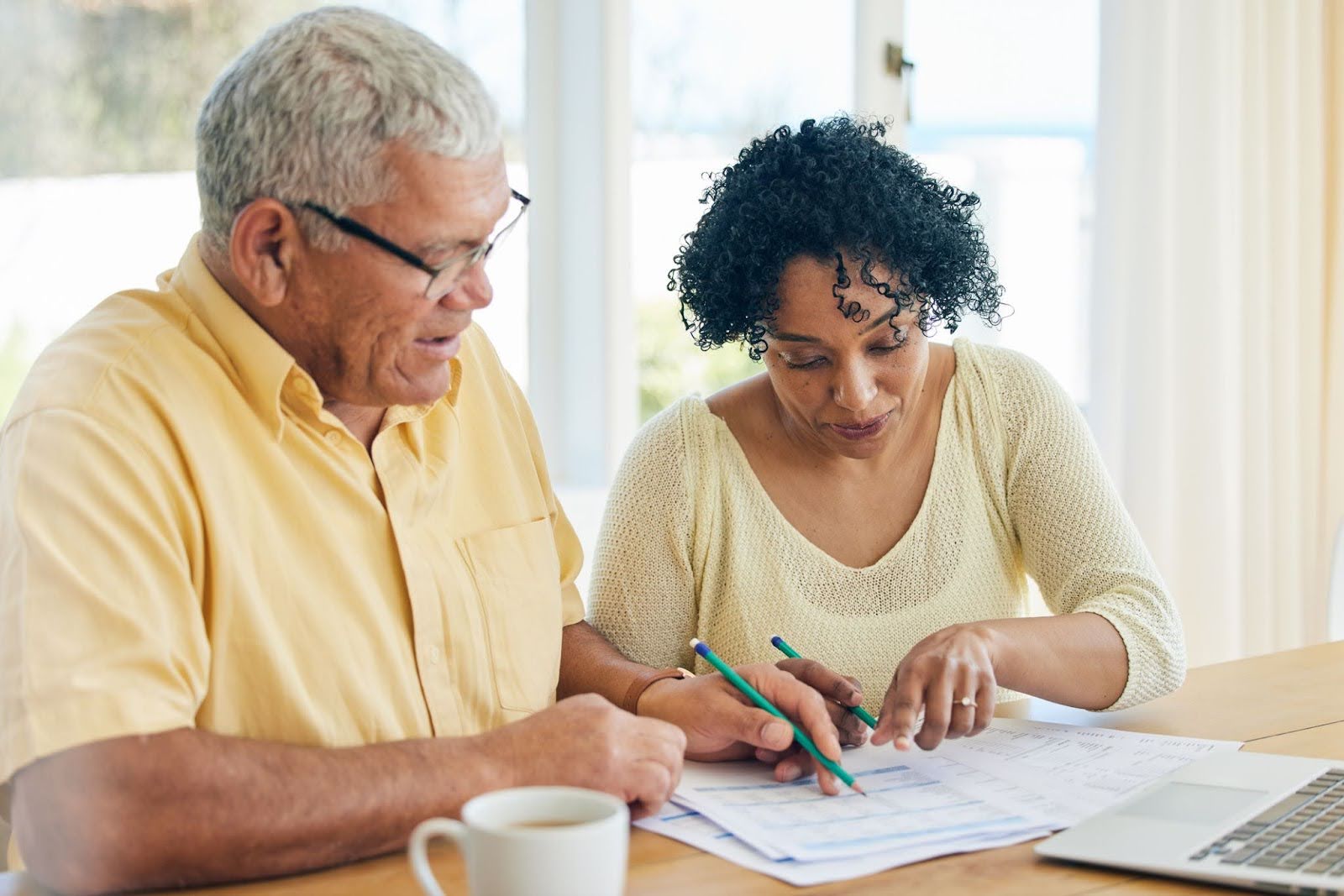 Senior couple looking over finances 