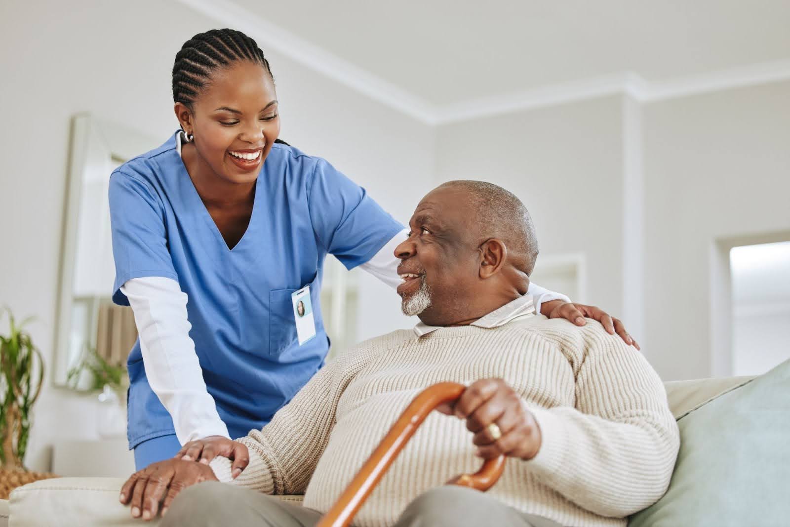 Nurse helping a senior man